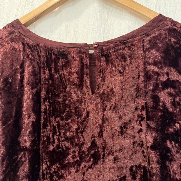 South Main Burgundy Crushed Velvet Top Size XXL Whimsigoth Fairy Holiday Glam - Picture 9 of 10
